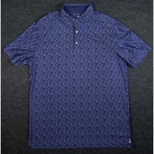 Hickey Freeman Men's Blue Geometric Print Polo Shirt Golf Casual Stretch Size M